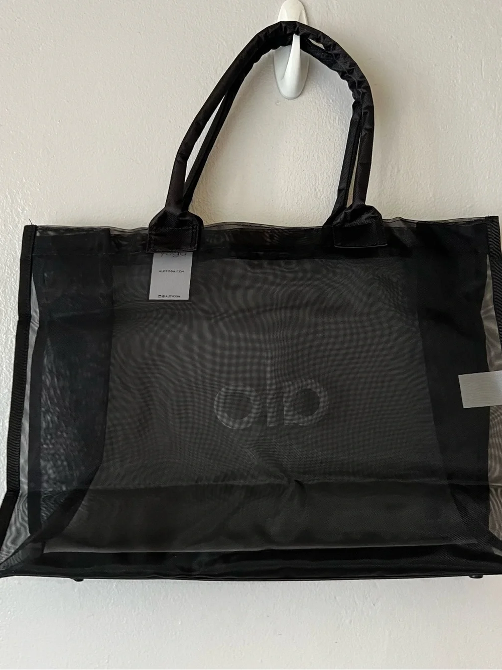 Alo Black Mesh Tote Bag with White Logo